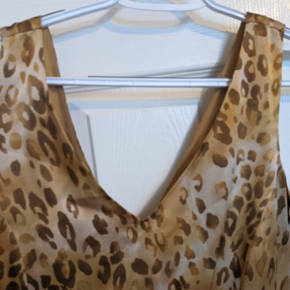 NEVER WORN!! | Y2K VTG | SILK |  LEOPARD PRINT Sheath Dress!!  14 - Picture 4 of 10